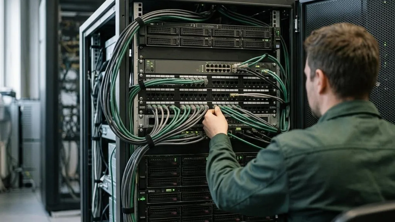 Interconnected network cables and compact server equipment