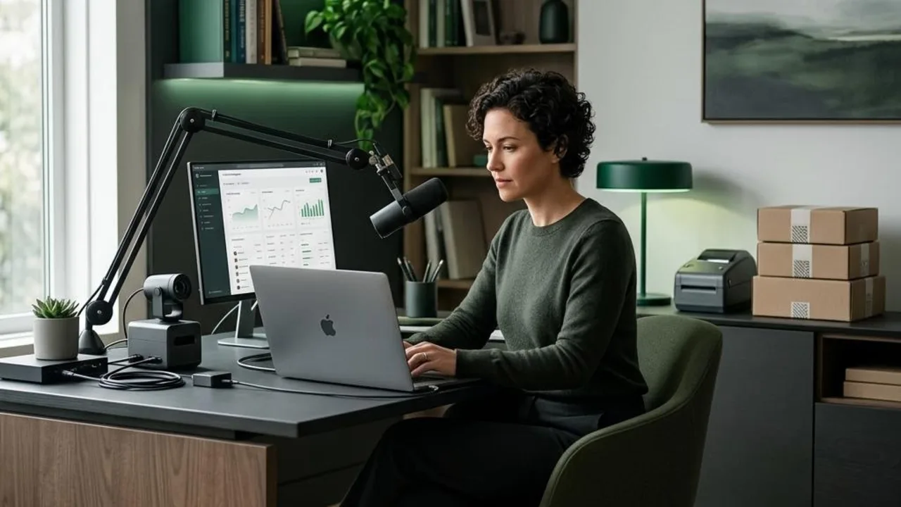 Entrepreneur working independently at a modern desk